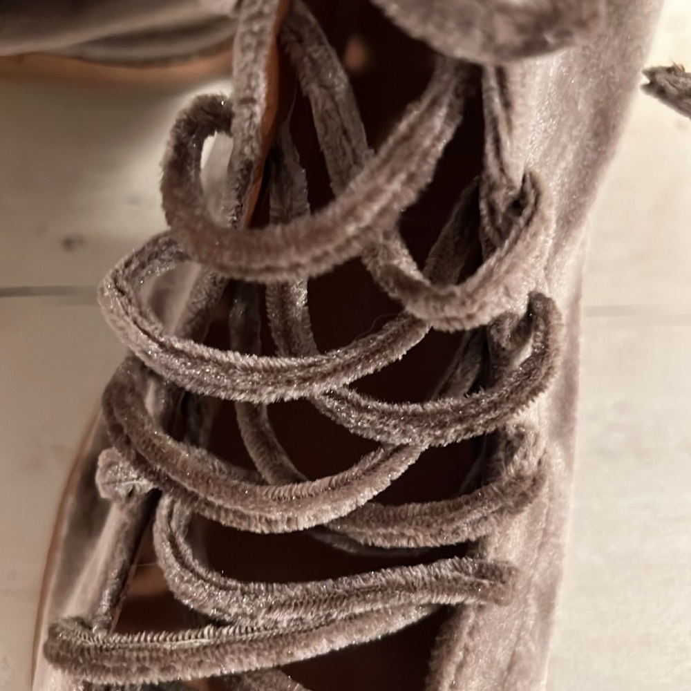 Jeffrey Campbell Velvet Lace Up Peep Toe Bootie - Picture 5 of 5